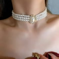 thumbnail image 2 of Collar de 3 capas con delicadas perlas de diamantes de imitación rechonchas de los años 20, colgante en capas para mujeres y niñas, fiesta de graduación ER, 2 of 5