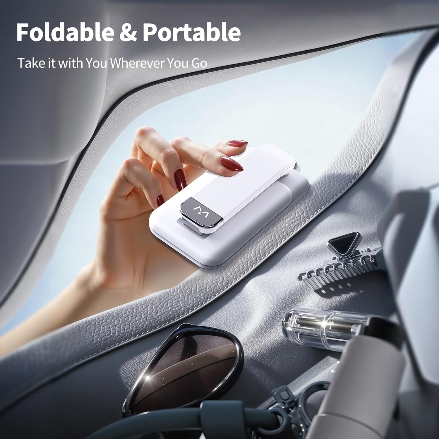 Magnetic Cell Phone Stand for Desk, Angle and Height Adjustable Mobile Phone Holder, Foldable Magnet Stand for iPhone 17 16 15 14 13 12 Pro Max and iPad, Cell Phone Holder for Samsung, White