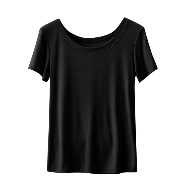 Birdeem Blouses pour Femmes Décontractées et à la Mode Couleur Unie Manches Courtes Col Rond Haut