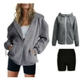 thumbnail image 2 of Plebaso Tracksuit Sets for Women 2 Pieces Outfits Full Zip Hoodie and Biker Shorts Tracksuits Lounge Sets, 2 of 7