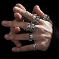 thumbnail image 2 of 7pcs/set Silver Rings for Women Black Zircon Spade Oil Drop Heart Ring Set, 2 of 5