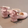 thumbnail image 7 of DMDUOU Girl's Mary Jane Shoes Chunky Block Heel Round Toe Office Work Church Pumps Suede Bow Ankle Buckle Strap Breathable Comfortable Shoes Pink 4-4.5Years, 7 of 7