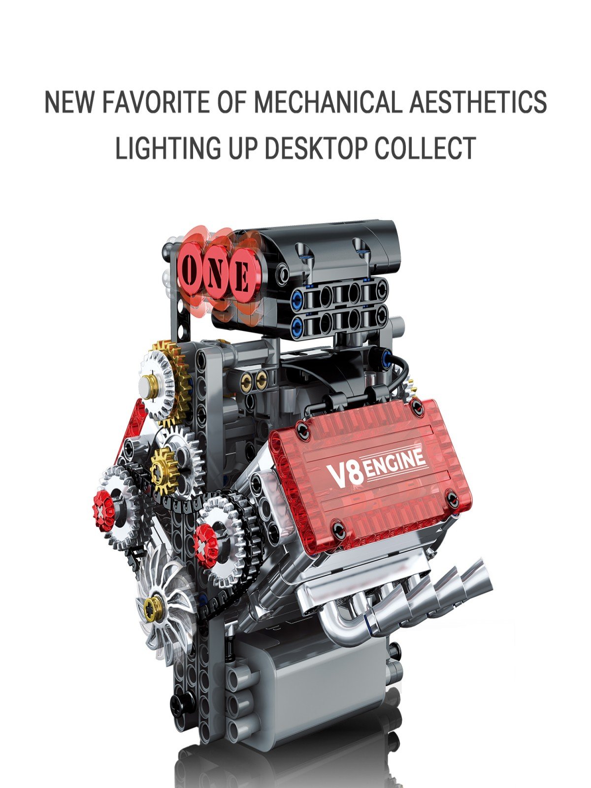 muuchuu Technic V8 Engine Building Toy with Motor for Adult to Build, Small Super Car V8 Piston Model Engine That Works, MOC DIY STEM Hobby Bricks Blocks Toy Gifts for Kids Teens (478 Pcs)