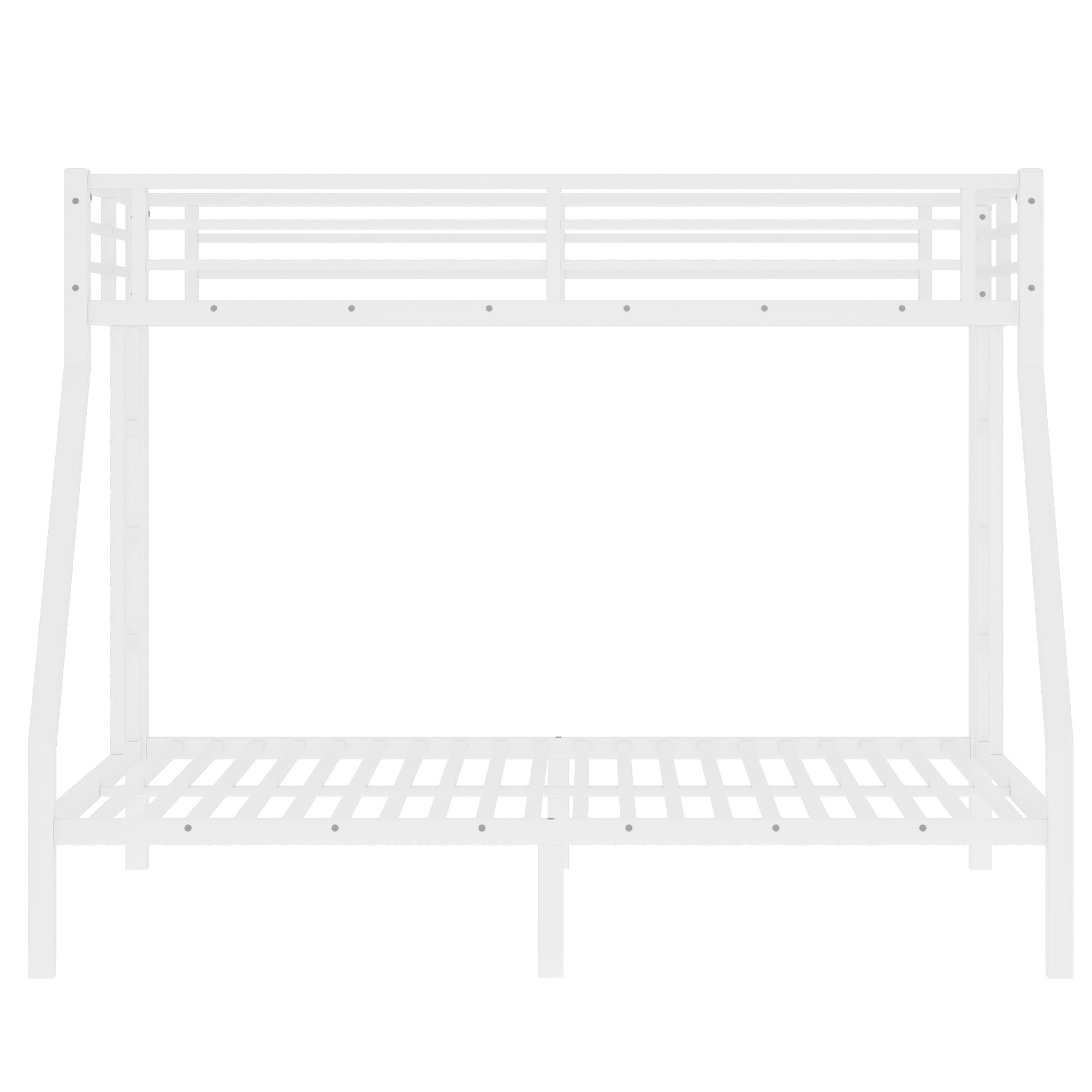 Leumius Twin XL over Queen Bunk Bed for Teens and Adults,Heavy Duty Metal Bed Frame with Full-Length Guardrail and Ladders,Space-Saving/Noise Reduced/No Box Spring Needed,Off White