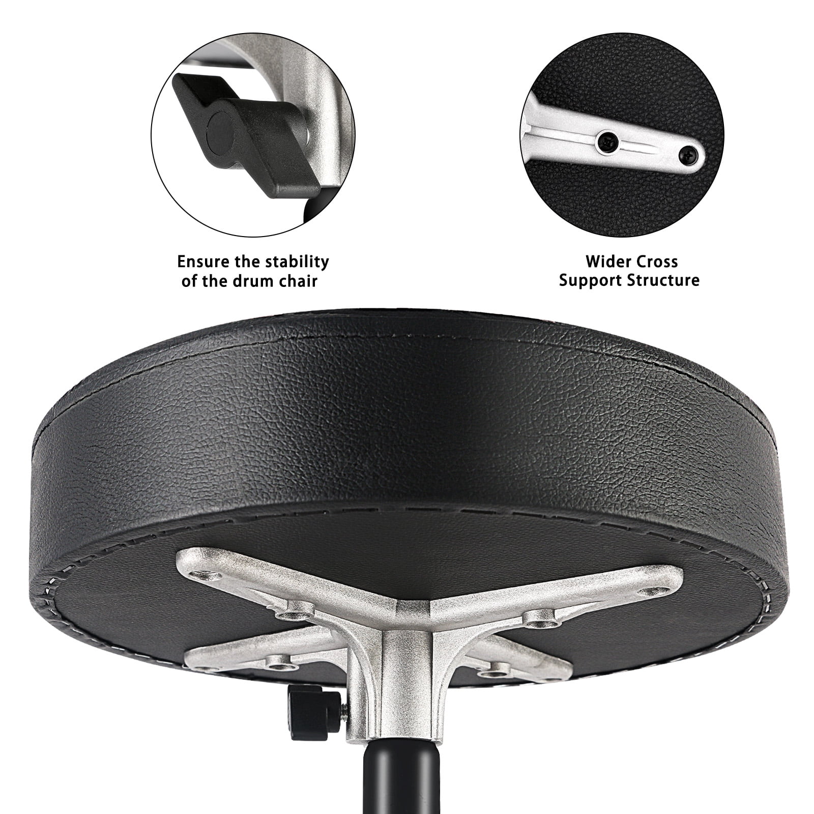 EASTROCK Height Adjustable Drum Throne Metal Heavy Duty Foldable Drum Stools Padded Seat  for Drummers Adults
