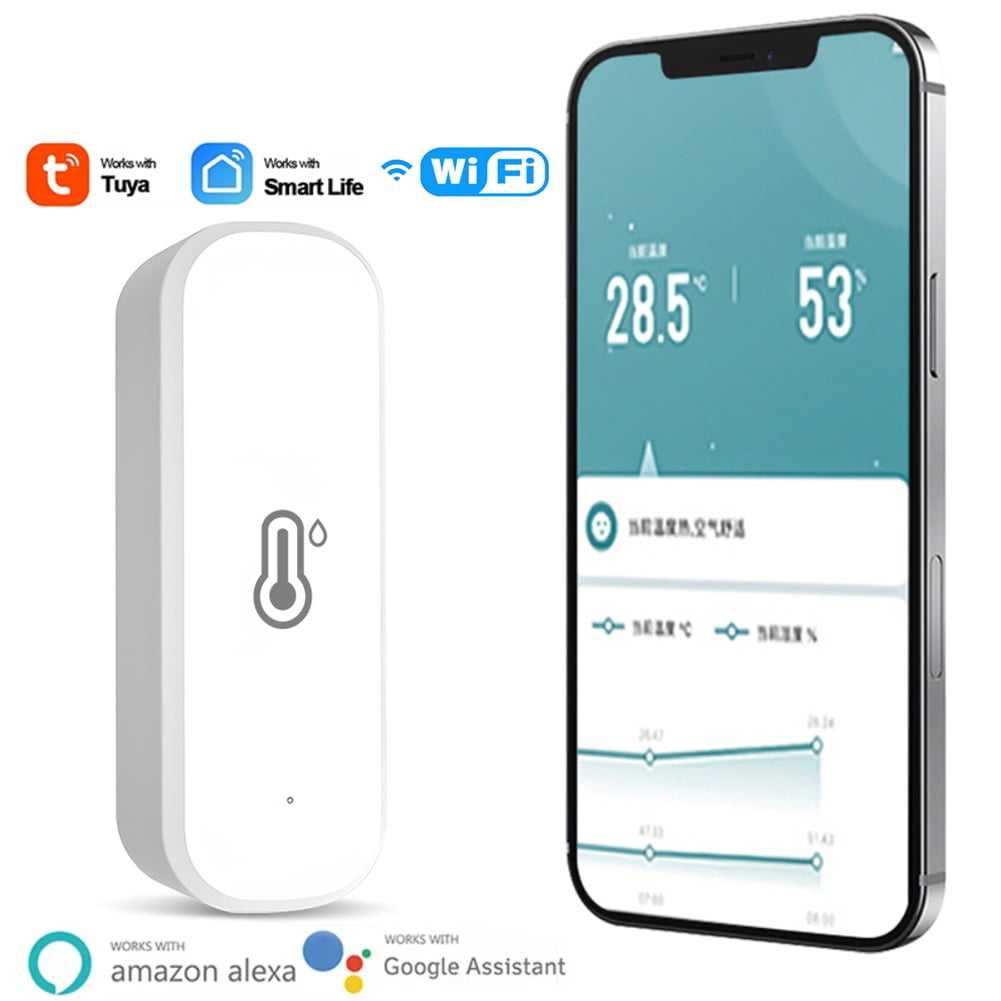 Smarter Living- Smart WiFi Temperature and Humidity Sensor (2 Pack), No Hub  Required, Battery Operated, Phone Alerts, Works with Smart Life and Tuya