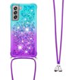thumbnail image 3 of Funda para Samsung Galaxy S21 FE 5G Brillantina Líquida Divertida Reluciente y con Cristales en Movimiento Cuerpo Cruzado con Cordón Ajustable, 3 of 5
