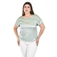 thumbnail image 1 of Blusa satinada con encanje Roman Fashion Tallas Extras 010 Menta verde claro 42, 1 of 5
