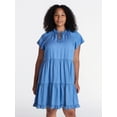 thumbnail image 2 of Time and Tru Women's Tiered Mini Dress with Flutter Sleeves, Sizes XS-XXXL, 2 of 6