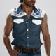 thumbnail image 5 of Camisas de Cuello para los Hombres de Moda Casual Imprimir Turndown Cuello sin Mangas Bolsillos Deportivos Tanque, Ligero Top de Verano, 5 of 5