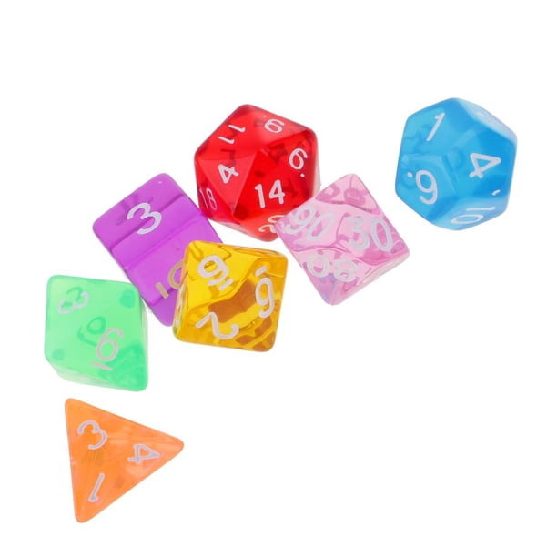 7 dados poliédricos digitales transparentes D4-D20 para juegos de fiesta de D&D # 3 3