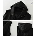 thumbnail image 6 of Hooded Vest for Women Loose Sleeveless Jacket Casual Cropped Jacket with Pockets Ruched Hem Oversized Button Down Lightweight Black M, 6 of 7