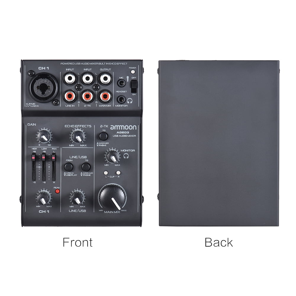 ammoon AGE03 5-Channel Mini Mic-Line Mixing Console Mixer with USB