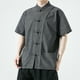 thumbnail image 4 of Camisas s Para Hombre Camiseta de manga corta de algodón con cuello Retro para hombre, ropa Tang, placa con hebilla, camiseta informal de algodón transpirable Hanfu para hombre (Dark Gray, 3XL), 4 of 7