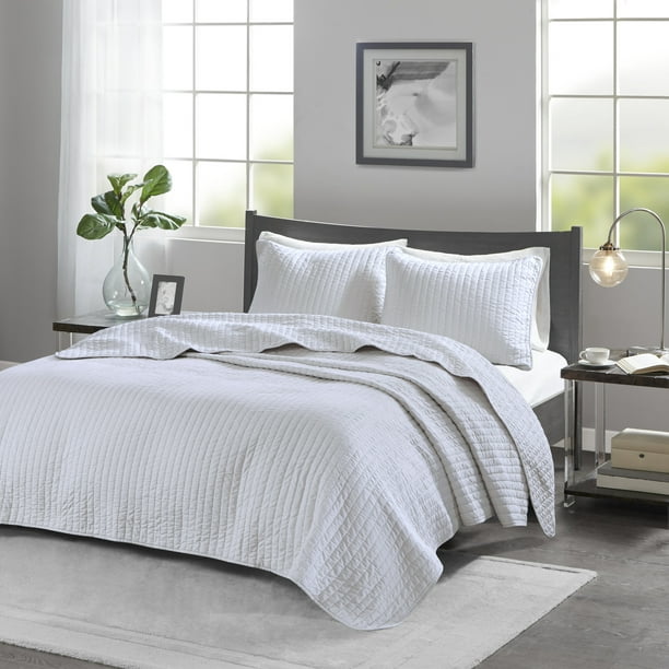 Home Essence Mitchell Reversible Coverlet Set, White, Twin/Twin XL ...