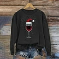 thumbnail image 4 of Christmas Sweatshirts for Women Solid Color Santa Printed Long Sleeve Crewneck Loose Shirts Black-6 M, 4 of 4