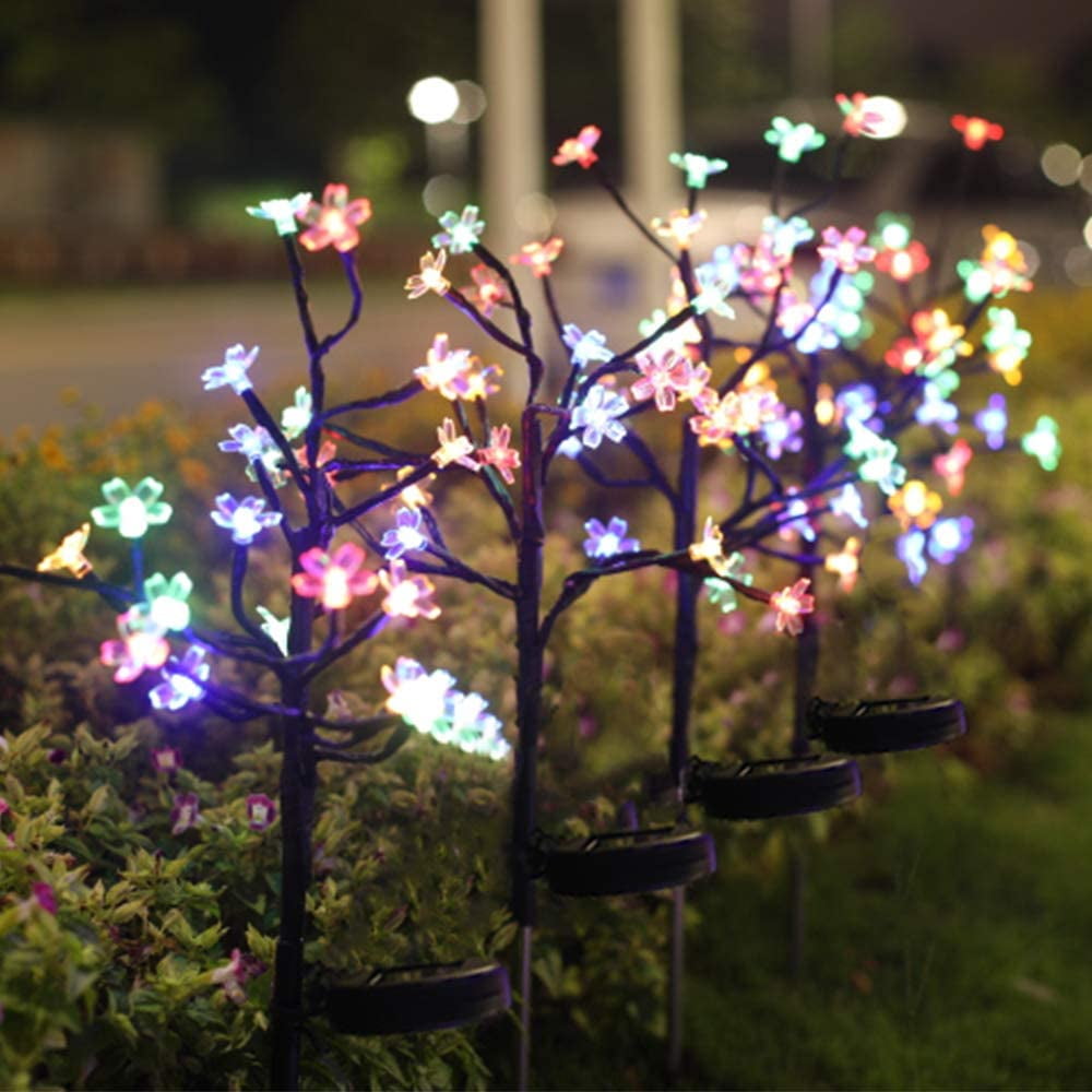 Solar Powered LED Flower Fairy Lights Stake Outdoor Garden Path Lawn Decor Lamp 