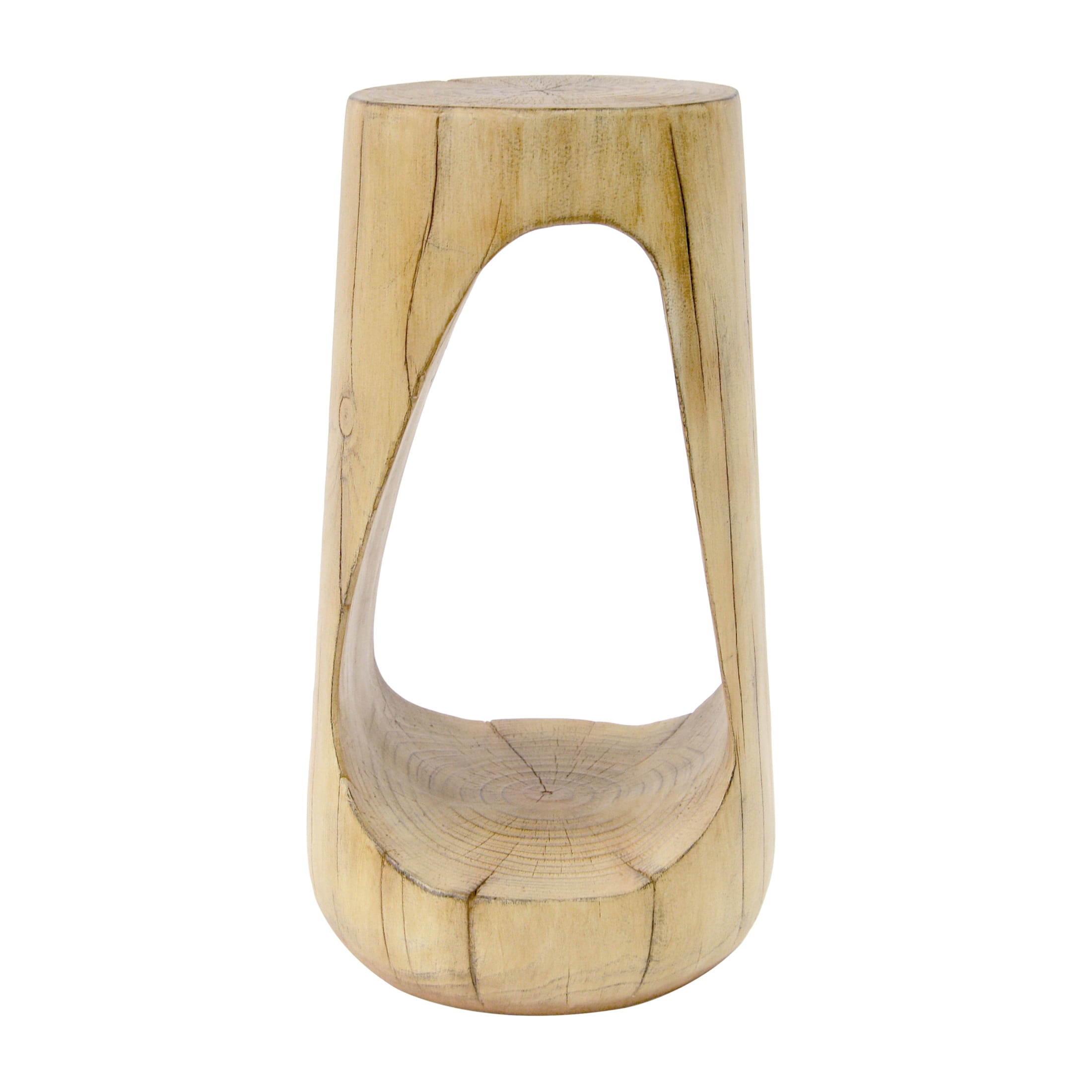 Christopher Knight Home 26.5" Natural Wood Grain Round Hollow MGO Outdoor Side Table with Wide Base, Natural