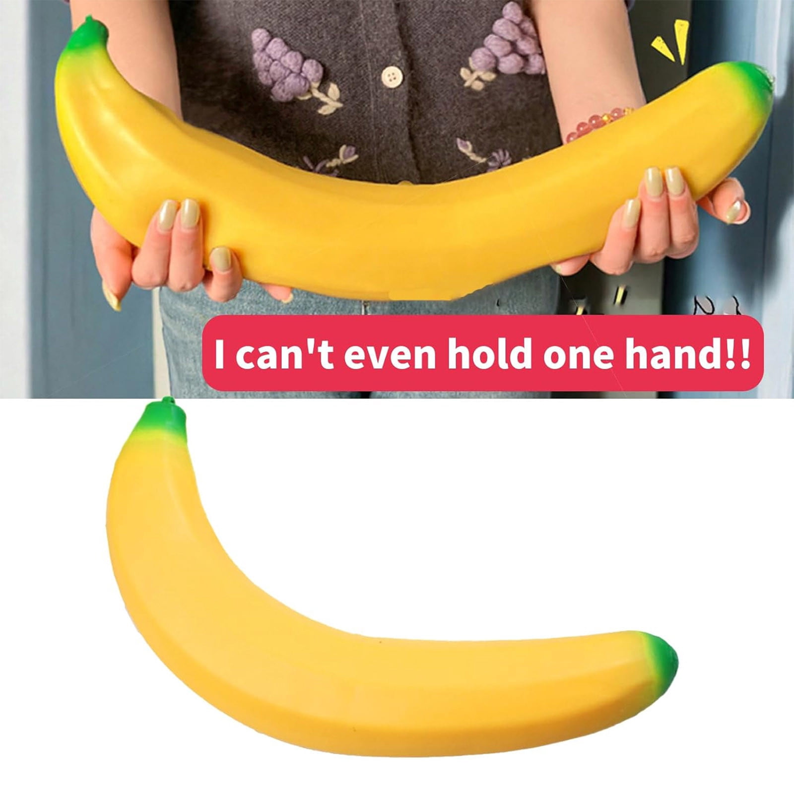 CCWADH Fake Banana Stress Relief Fidget – 17.7 Inch Large Soft Rubber Desk Accessory | Lightweight Squeeze Fidget for Adults | Novelty Office Decor, Relaxation Tool