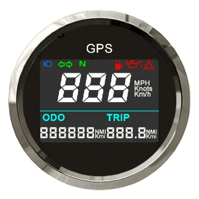 52mm Car Boat Digital GPS Speedometer Tripmeter KM MPH Knots Odometer Adjustable GPS Blind Area Odometer Compensation 12/24V ,High Precision