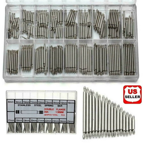 LINKPAL 360Pcs 8-25mm Stainless Steel Watch Band Spring Bars Link, Strap Repair Parts Watchmaker Stainless Steel Tool Set Kit