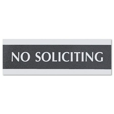 

Headline Century Series Office Sign NO SOLICITING 9 x 3 Black/Silver (4758)