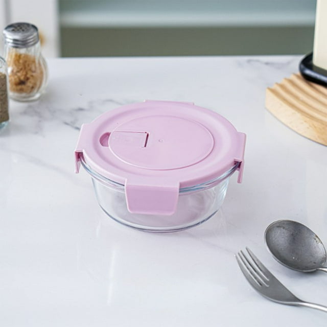 COM1950s Glass Bento Box, Microwave Safe Lunch Container for Students and Office Workers, Durable Glass Meal Prep Box with Leak-Proof Lid and Easy Clean Design