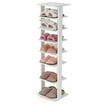 Costway 7-Tier Double Rows Shoe Rack, Vertical Wooden Storage Organizer ...