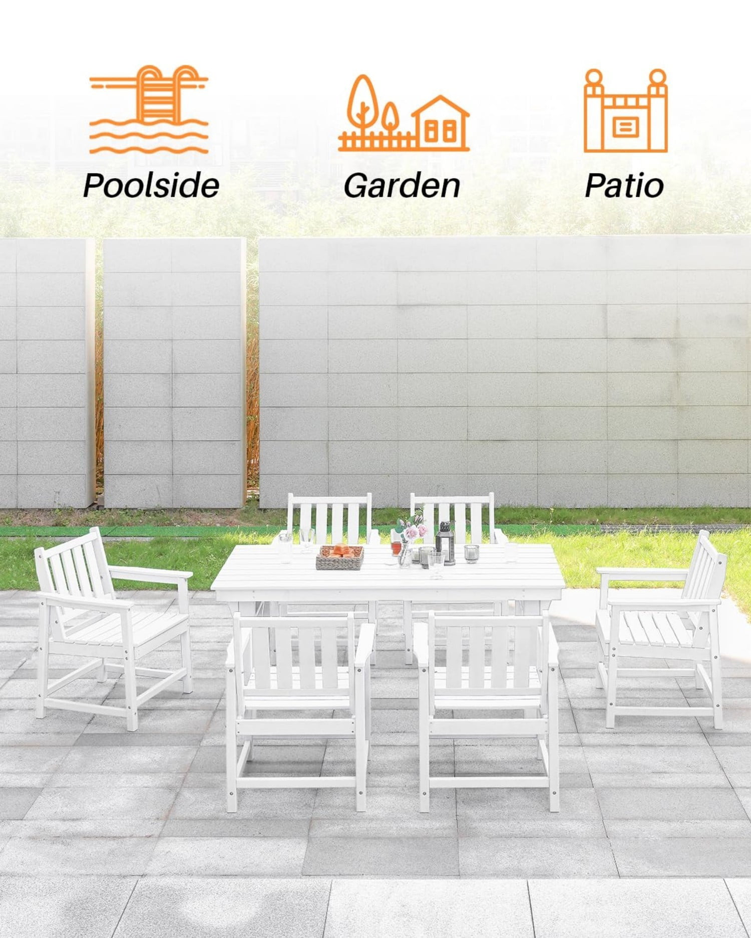 Patio Dining Chair Set of 2, HDPE Outdoor Dining Chairs with Ergonomic Backrest, All Weather Patio Chairs for Backyard, Deck, Garden, Poolside, Pearl