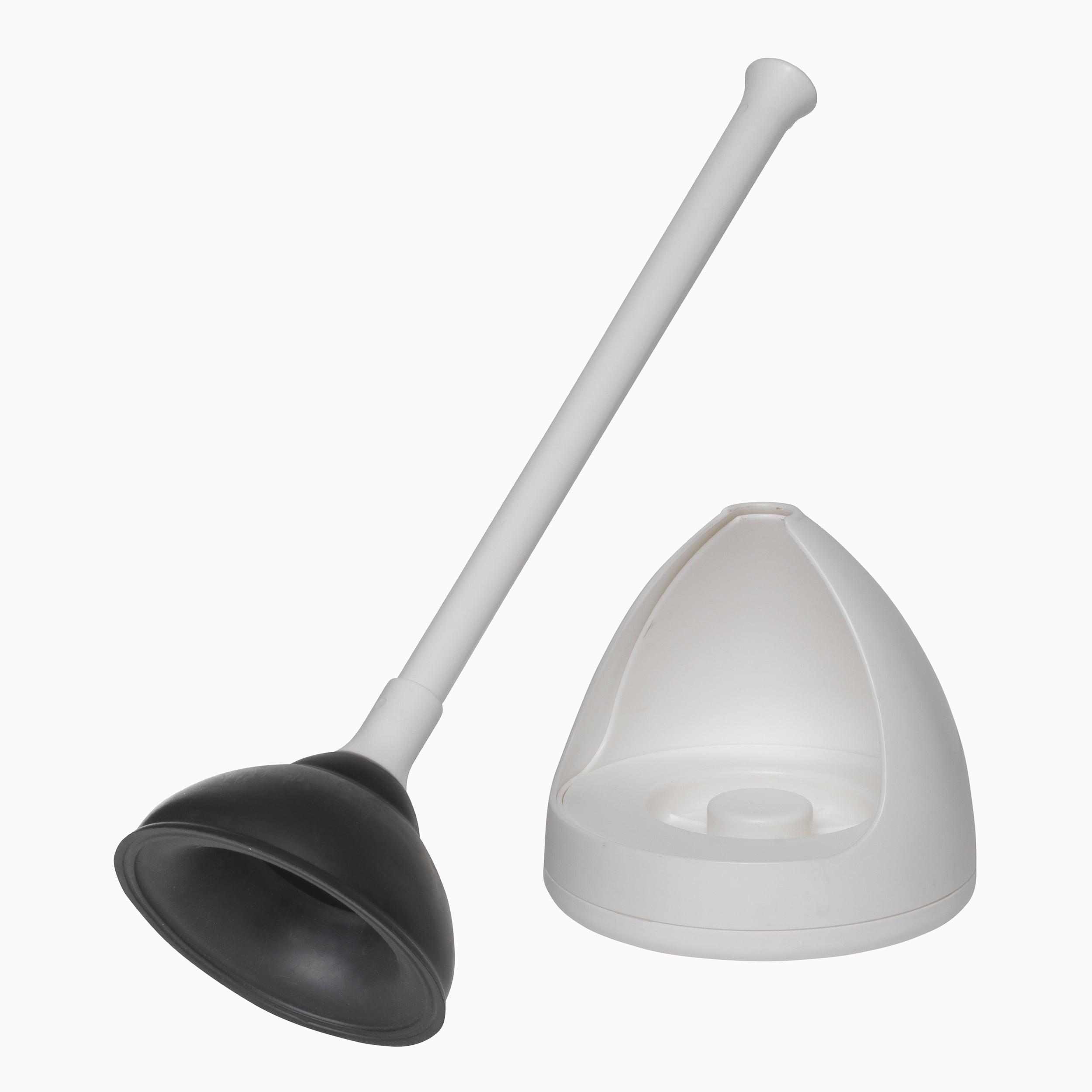 New Plumb Craft Toilet Plunger Drain Plunger with White Twist Caddy Storage Holder