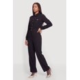 thumbnail image 2 of Women's Crepe Knit Long Sleeve Button Front Jumpsuit, 2 of 3