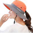 thumbnail image 1 of Sombrero de sol con cola de caballo para mujer, protección UV, plegable, de malla, ala ancha, para pesca en la playa$Sombreros de sol con ala ancha con protección UV para mujer, gorra con, 1 of 6