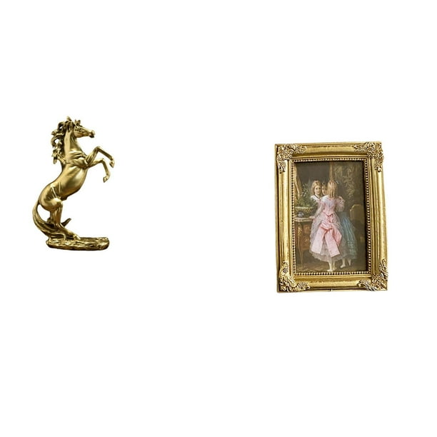 Estatua De Caballo De Resina Hecha A Mano Con Marco De Fotos Frontal De Cristal, Soporte Para Tarjetas De Presentación Para Estanterías De Mesa, Chimenea, Dormitorio, Oficina, Decoración De