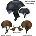 thumbnail image 4 of Vintage German Leather Motorcycle Half Helmet, DOT Approved Adult Men Women Half Face Motorcycle Helmets, with Goggles and Visor, for Bicycle Cruiser Scooter Chopper X, 4 of 6