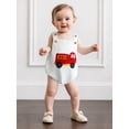 thumbnail image 5 of Miaouyo Infant Baby Girls Boys Knit Romper 0 3 6 12 18 Months Fashionable Fire Truck Embroidery Square Neck Sleeveless Jumpsuits, 5 of 9
