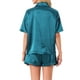 thumbnail image 3 of Conjunto de pijamas para mujer INSPIRE CHIC, con botones, cuello de muesca, manga corta y pantalones cortos, suave y cómodo, conjunto de lounge XL azul, 3 of 6
