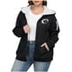 thumbnail image 2 of Suéter de manga larga con capucha y chaquetas informales para mujer, moda de talla grande, color liso, con cremallera y capucha, suéter grueso de terciopelo, hombros caídos, blusa de poliéster para mu, 2 of 4