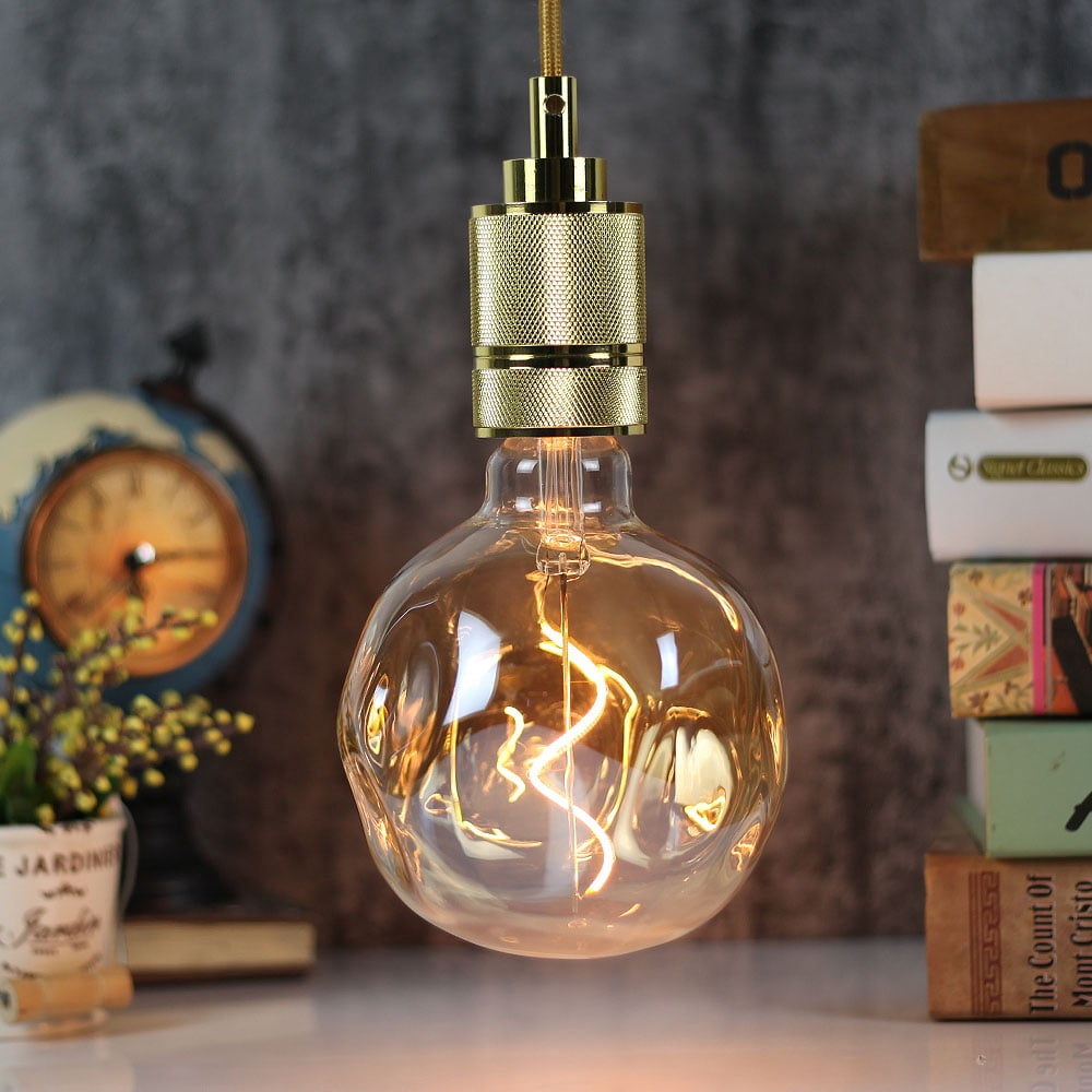 TIANFAN G40 Big Edsion Led Bulb Specail Shaped Stone Spiral Filament Light Bulb 4W Dimmable  E26 Decorative Light Bulbs
