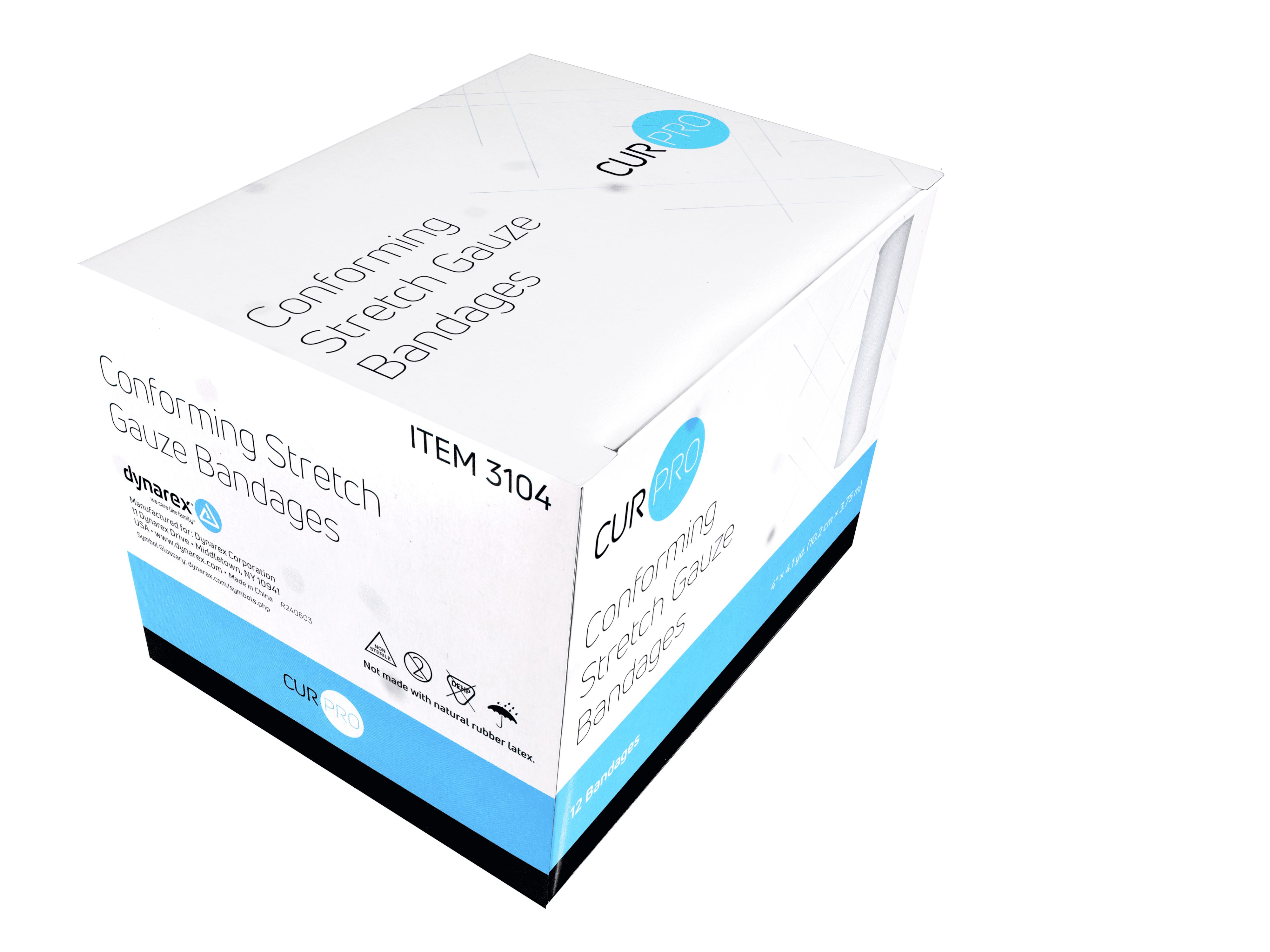 8 Pack - Dynarex Stretch Gauze Bandages, 4" x 4.1 yd, Non-Sterile & Latex-Free, Wound Care in Medical and Home Environments, 12 Count