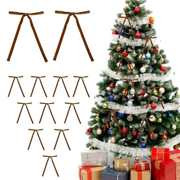 Yhsdtq,12pc Velvet Christmas Tree Bow, Festive Wreath Ornament Set, Premium Velvet Material, Elegant Red & Gold Design, For Holiday Home Decor, Elegant Gift Wrap, Seasonal Home Accent, Bow Topper