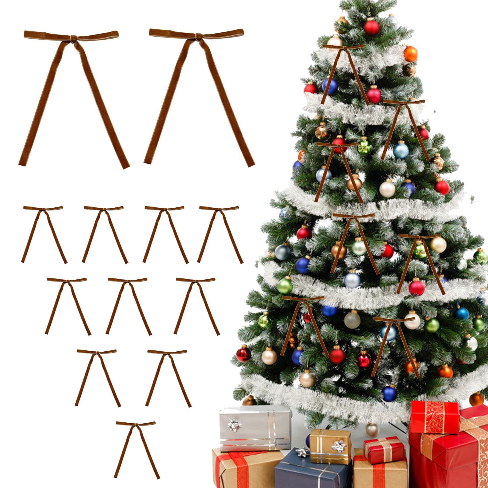 Giftesty 12Pcs Velvet Christmas Bows Decoration Holiday Hanging Ornaments for Xmas Tree Wreath Gift Bag Home Decor