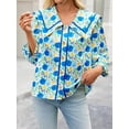 thumbnail image 3 of Blusa Cicy Bell con estampado floral para mujer, manga 3/4, 3 of 8
