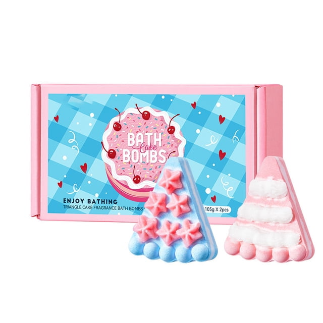 Set de regalo de bombas de baño Cake - Paquete de 2 bombas efervescentes hidratantes y limpiadoras con efecto duradero para una suave esponja de baño.