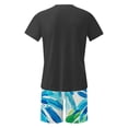 thumbnail image 4 of 2 Pcs Summer Mens Shorts Tops Outfits Trends Floral Printed T-Shirts Short Sleeve Crewneck Tees Knee Length Beach Shorts Flower Print Sweatpants Lounge Breathable Clothes Trends 2025 Outfit, 4 of 5
