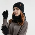 thumbnail image 5 of Njoeus 3 Piece Winter Hat Scarf & Gloves Set for Men Women, Knit Slouchy Beanie Hat & Neck Warmer & Gloves, 5 of 7