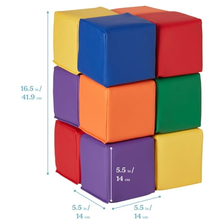 ECR4Kids SoftZone Patchwork Toddler Building Blocks, Assorted, 12-Piece