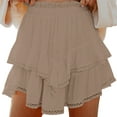thumbnail image 2 of EINCcm Flowy Mini Skirt for Women Casual Boho Ruffle Tiered Skirts High Waist Mini Skirts Eyelet Lace Trim Short Skirts, 2 of 6
