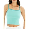 thumbnail image 2 of xiaxaixu Women's Basic Crop Cami Tops, Sleeveless Spaghetti Strap Contrast/Solid Color Camisole, 2 of 6