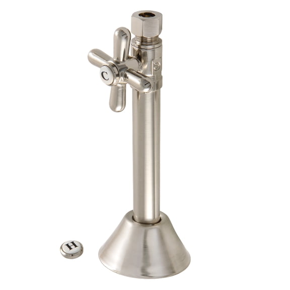 Kingston Brass CC83258X 1/2-Inch Sweat x 3/8-Inch O.D. Comp Straight Shut-Off Valve with 5-Inch Extension in Brushed Nickel