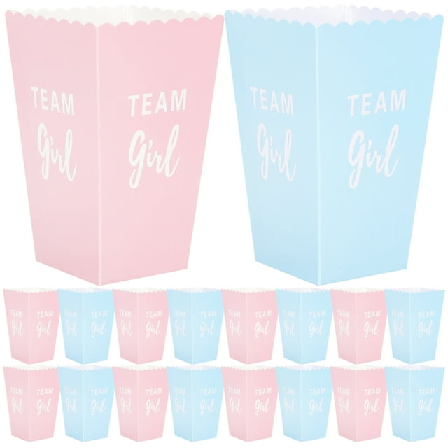 24 Pcs Boîtes à Maïs Soufflé pour Révélation de Genre Boîtes à Faveurs de Maïs Soufflé pour Fête de Révélation de Genre